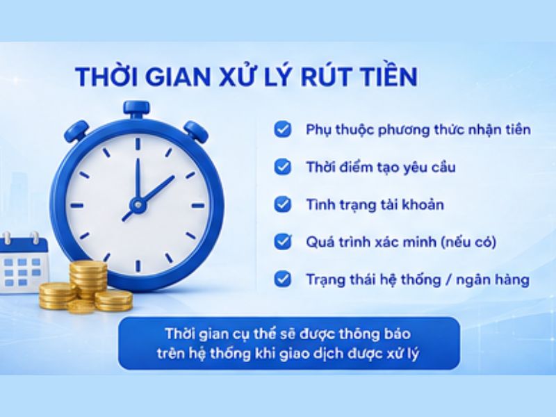 Thời gian xử lý rút tiền