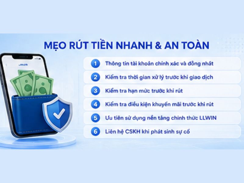 Mẹo rút tiền nhanh & an toàn tại LLWIN