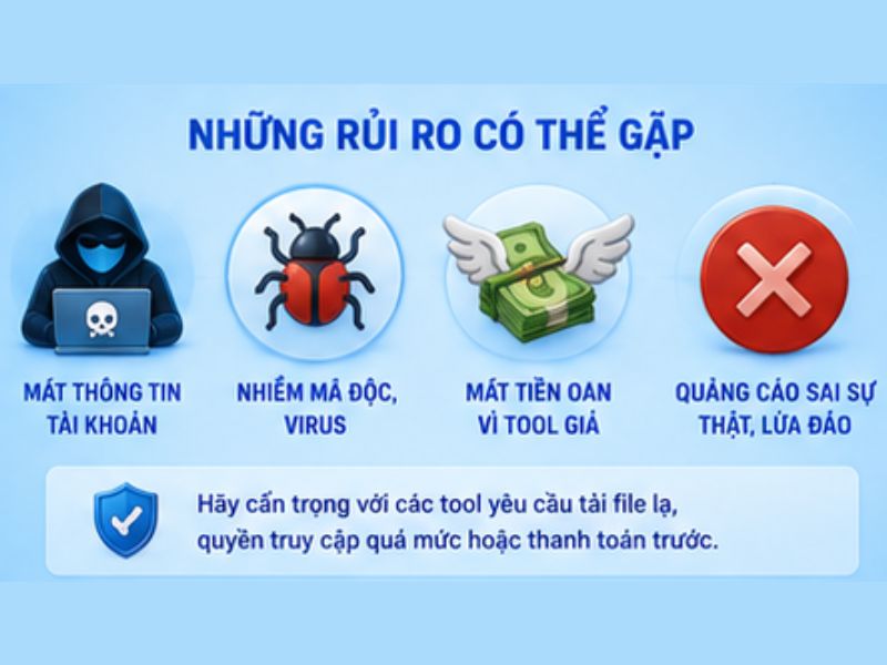 Những rủi ro khi tải Tool Nổ Hũ không rõ nguồn gốc